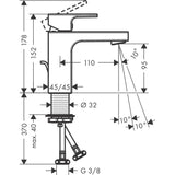 HANSGROHE Mitigeur de lavabo 100 Vernis Shape avec tirette et vidage 71568000