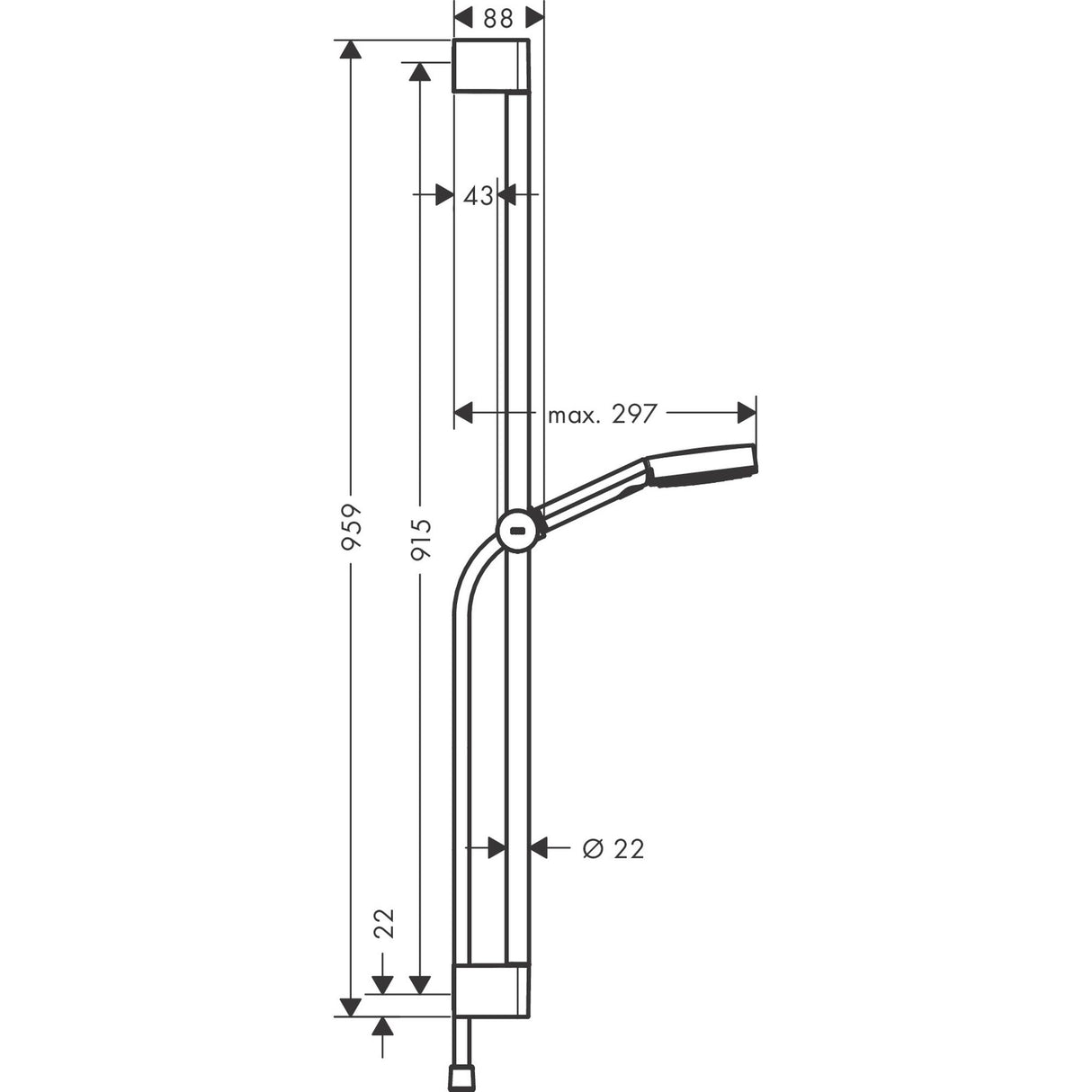 HANSGROHE Set de douche 105 3 jets Pulsify Select S Relaxation avec barre  96 cm et flexible 24170700