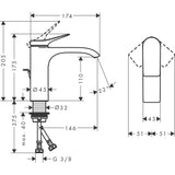 HANSGROHE Mitigeur de lavabo 110 Vivenis avec tirette et vidage 75020000