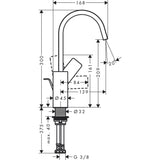 HANSGROHE Mitigeur de lavabo 210 Vivenis bec haut avec tirette et vidage 75030000