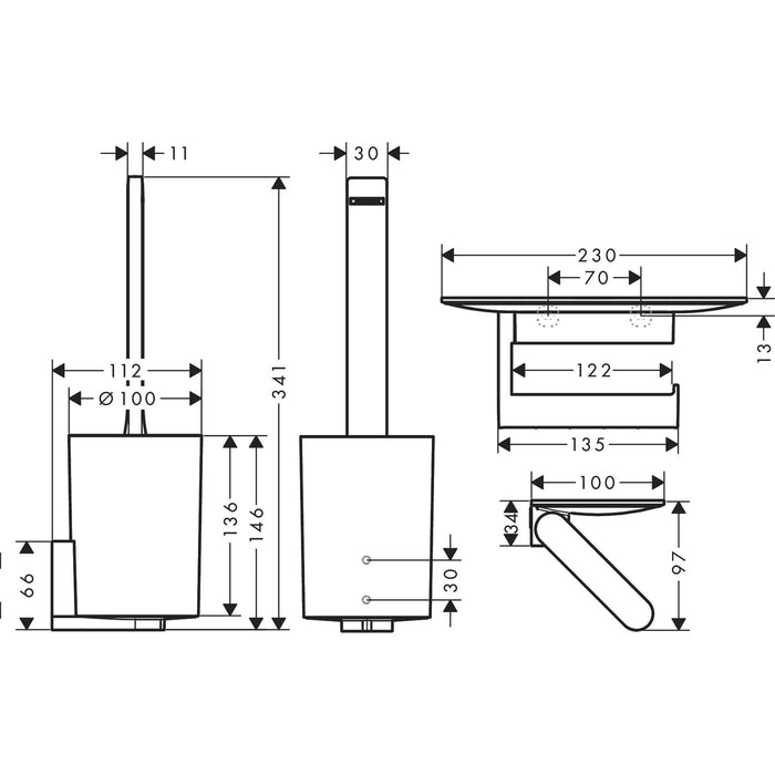 HANSGROHE WallStoris Ensemble d'accessoires pour les toilettes noir mat 27969670