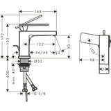 HANSGROHE Mitigeur de lavabo 80 Tecturis E Coolstart avec tirette et vidage 73002000