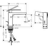 HANSGROHE Mitigeur de lavabo 110 Tecturis E Coolstart avec tirette et vidage