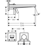 HANSGROHE Mitigeur de lavabo Tecturis E mural bec avec vidage écoulement libre