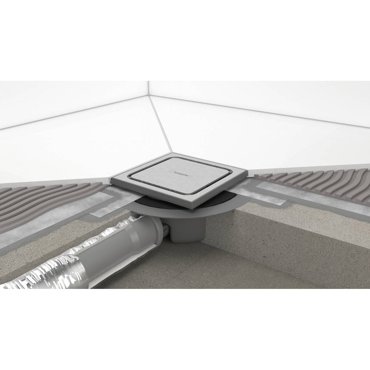 HANSGROHE Bonde de sol RainDrain Spot grille inox 150x150 56055800