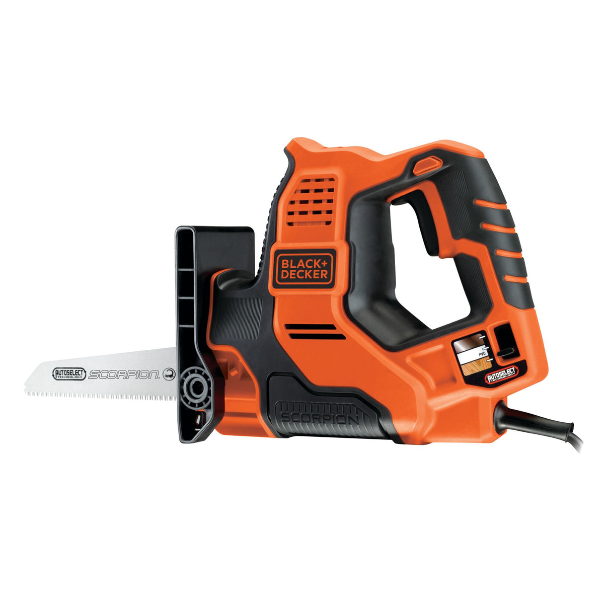 Scie électrique Black+Decker, type scie sabre, couleur orange et noire