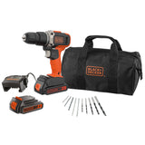 BLACK+DECKER Perceuse à percussion 18V 2 batteries 1.5Ah avec 10 Accessoires et sac souple BCD003BA10S-QW