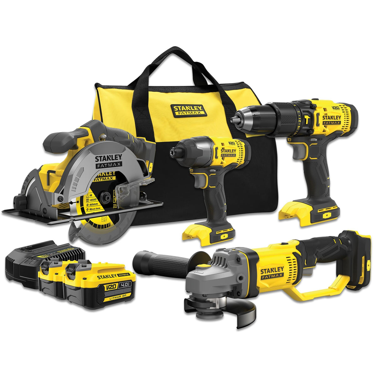 Kit d’outillage électroportatif Stanley Fatmax jaune et noir avec sac