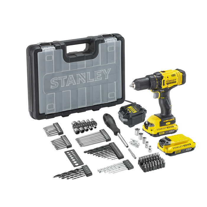 STANLEY FATMAX V20 Perceuse Visseuse 18V Avec 2 Batteries 2Ah + 100 Accessoires SFMCW223B-XJ