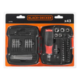 BLACK+DECKER Coffret Tournevis à cliquet manuel avec embouts (43 pièces) A7175-XJ