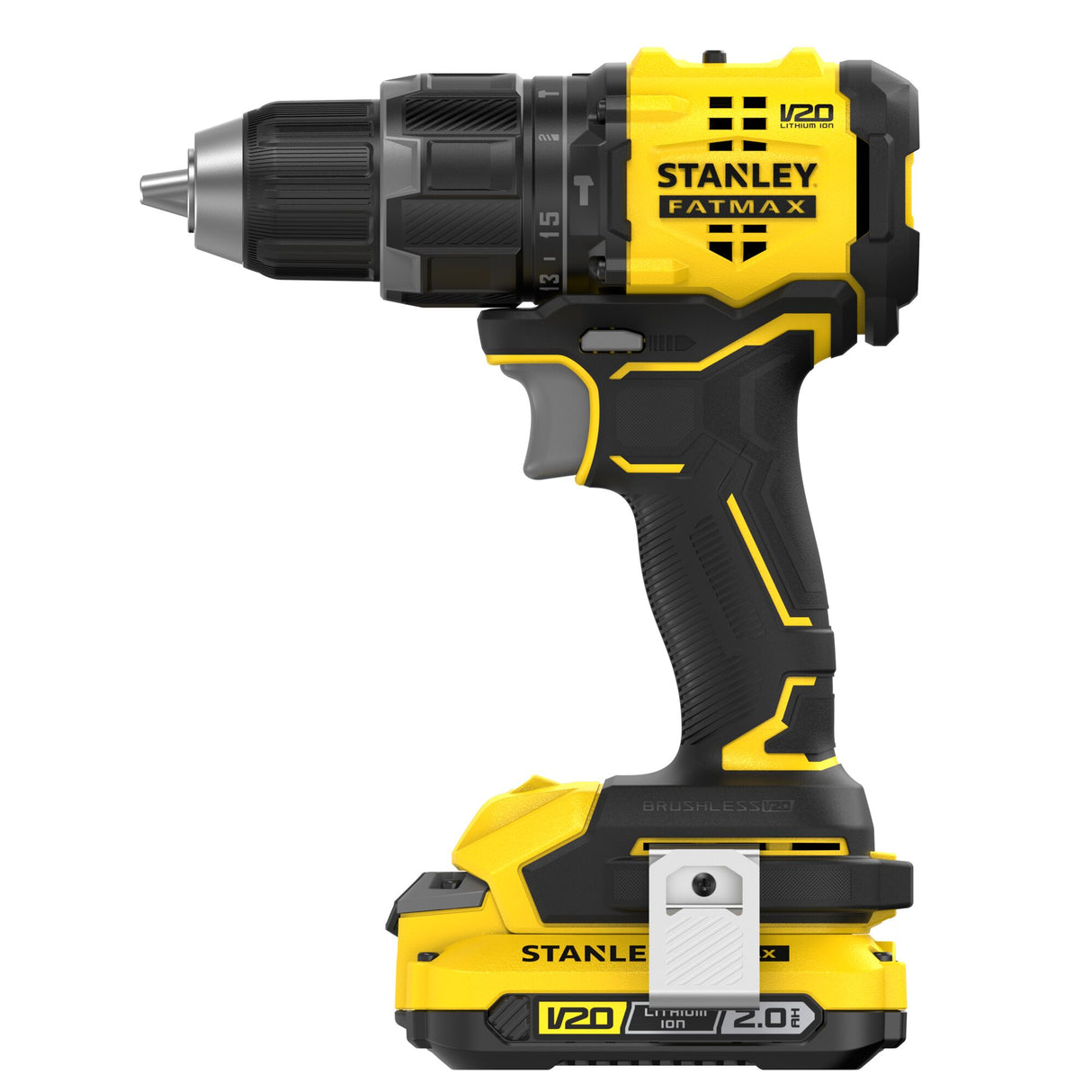 Perceuse visseuse Stanley, modèle Fatmax V20, couleur jaune et noire.