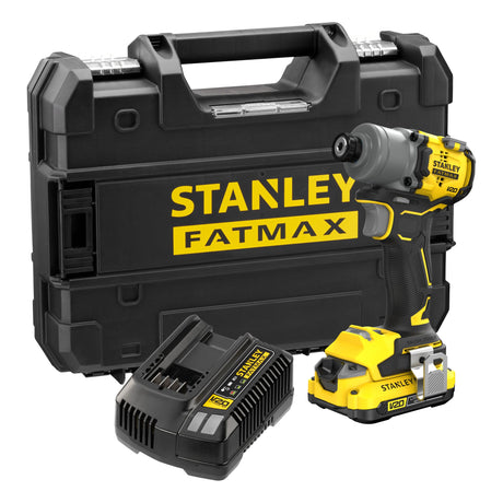 Vissageuse Stanley FATMAX, outil électroportatif jaune et noir avec coffret et chargeur