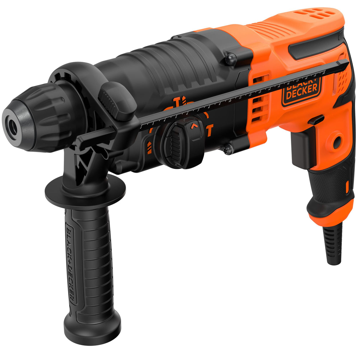 Perforateur Black+Decker, outil électroportatif, noir et orange, poignée ergonomique