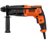 Perceuse filaire Black+Decker, outil électroportatif orange et noir avec poignée latérale.