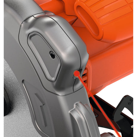 Scie circulaire Stanley, outil électroportatif gris et orange avec guide laser