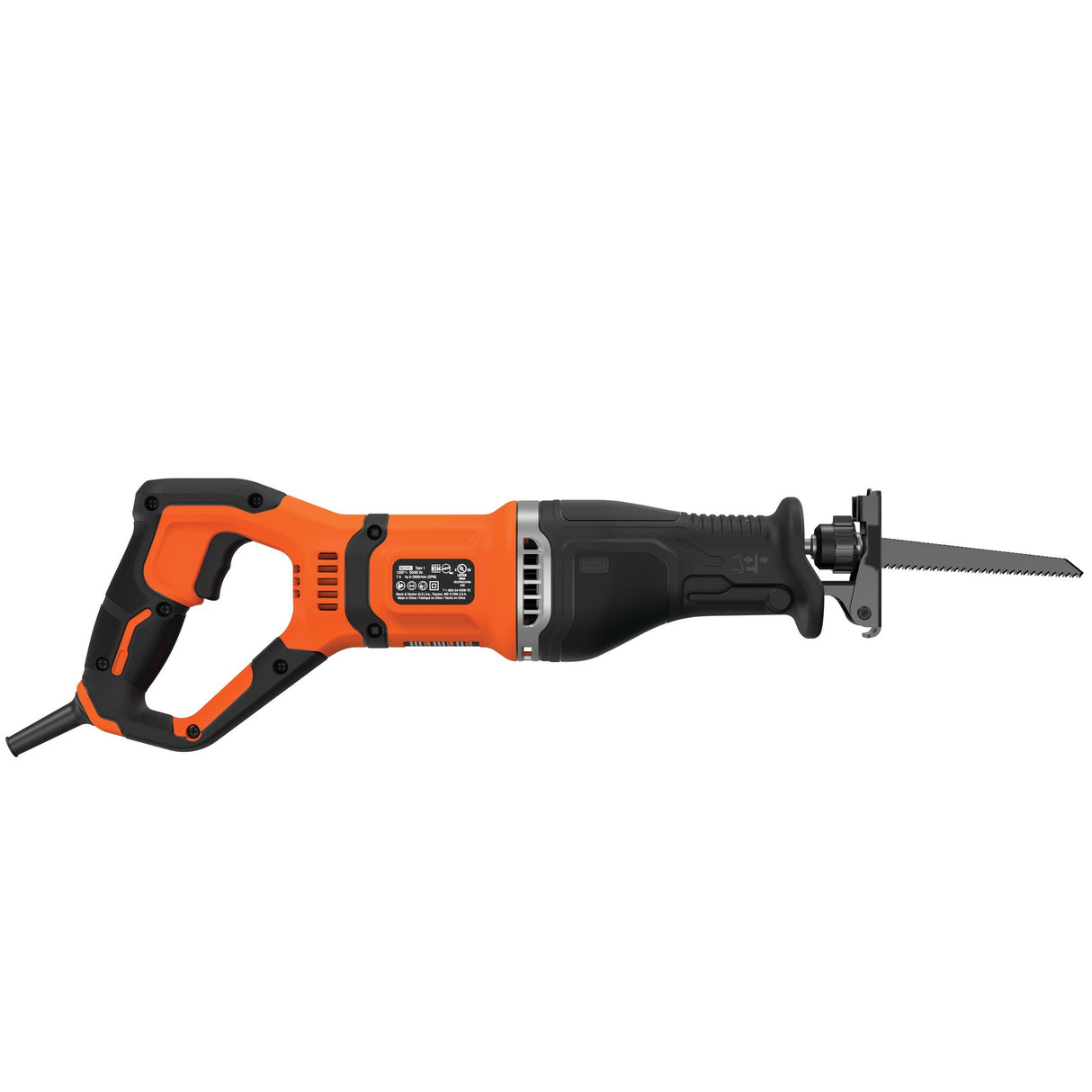 Scie sabre Black+Decker, outil électroportatif, couleur orange et noire