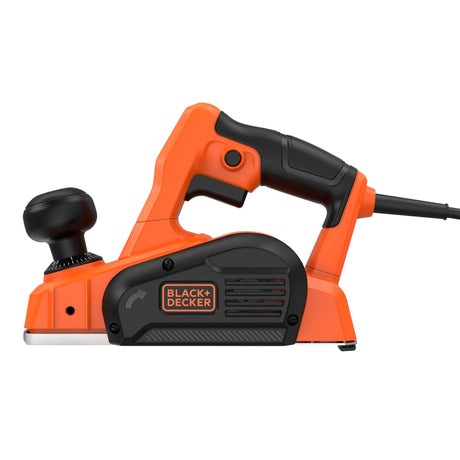 Raboteuse électrique Black+Decker, outil électroportatif orange et noir.