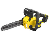 Tronçonneuse Stanley, modèle V20, jaune et noire, outil électroportatif.
