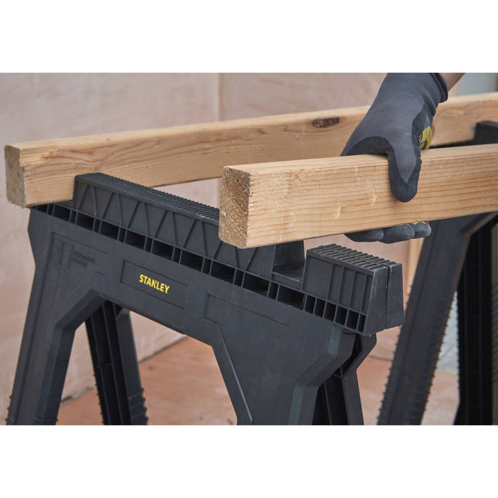 Lot de 2 Tréteaux - Pliable - 362 kg - Plateau Intégré - FATMAX - STANLEY, STST1-70355