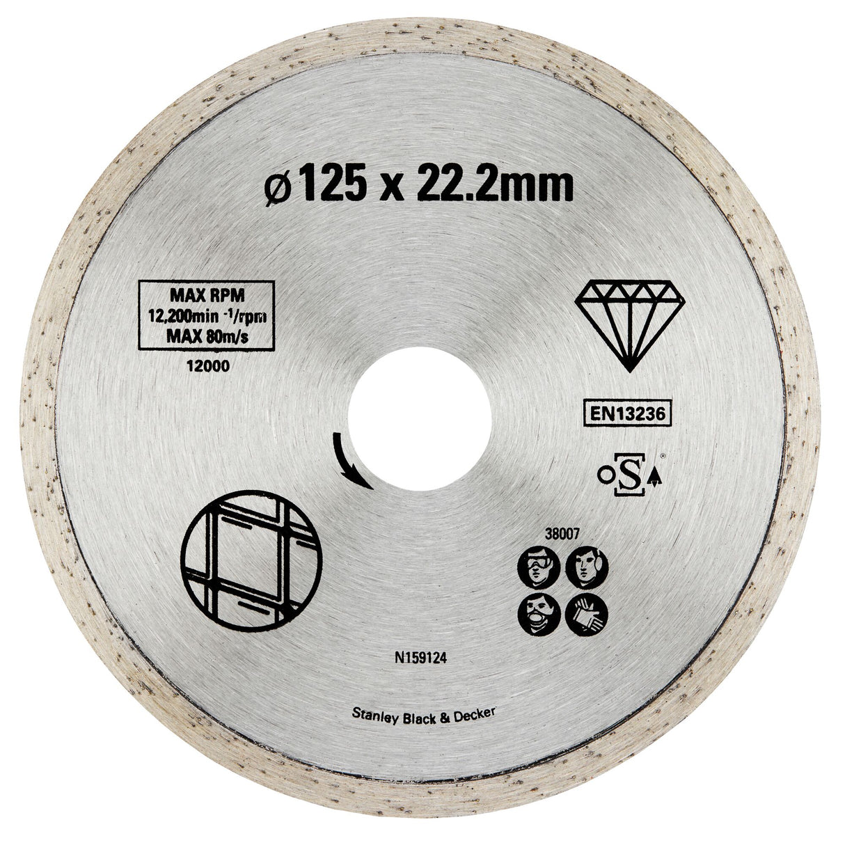 STANLEY Disque diamant à bord continu pour carrelage 125x22.2 STA38007-XJ