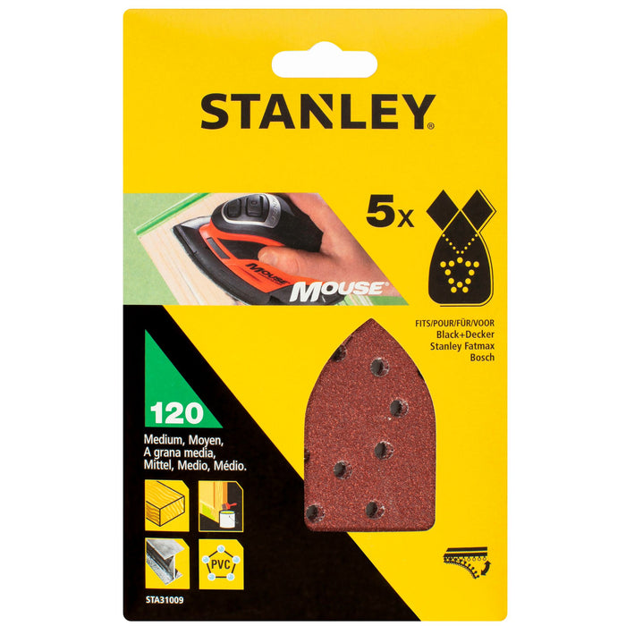 Stanley 5 abrasifs corindons qualité supérieure Mouse grain 120 STA31009-XJ