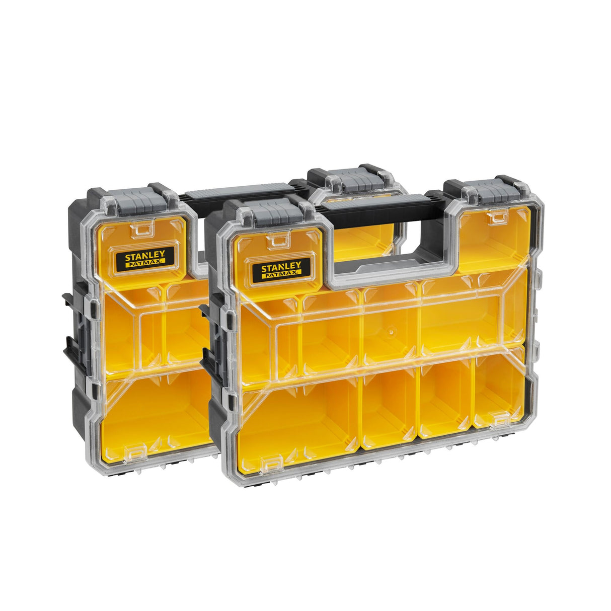 STANLEY Fatmax Lot de 2 organiseurs étanches - 10 compartiments amovibles, charge 8kg