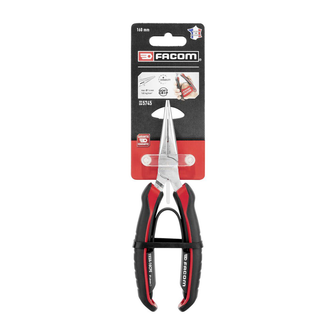 FACOM Pince à becs demi ronds droits 193A.16CPEPB