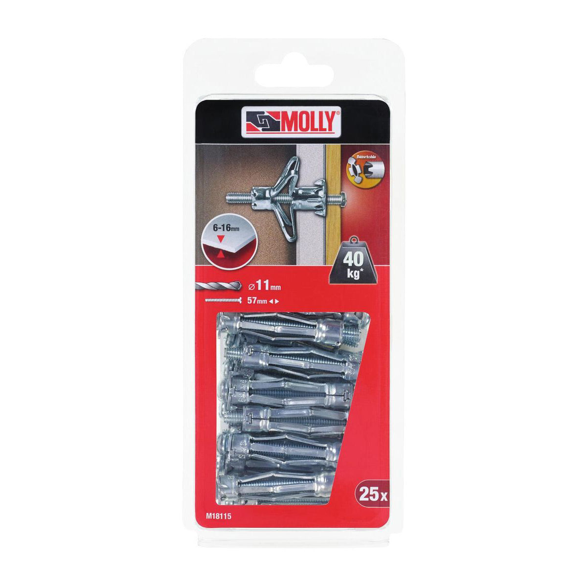 Molly Chevilles métalliques à expansion Ø 6 x 50 mm avec vis M6 à tête cylindrique