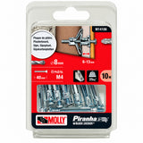 Molly Chevilles métalliques à expansion Ø 4 x 33 mm avec vis M4 à tête cylindrique