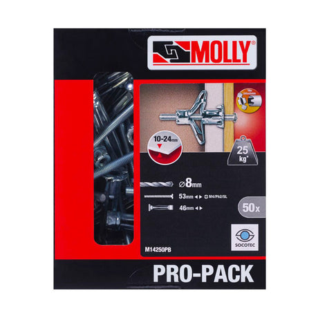 Molly PRO-PACK 50 chevilles métalliques Ø 4 x 46 mm avec vis M4 - Mister PRO