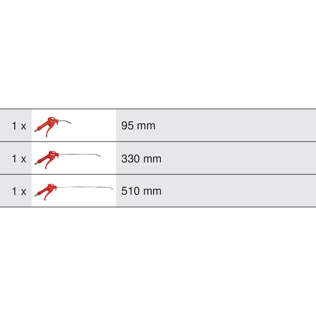 KS TOOL Jeu de 3 soufflettes avec buse 100 mm 330mm 490mm Raccord 1/4 515.1921