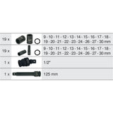 KS TOOL Coffret de douilles à chocs 1/2"" courtes et longues 40 pièces 515.0065