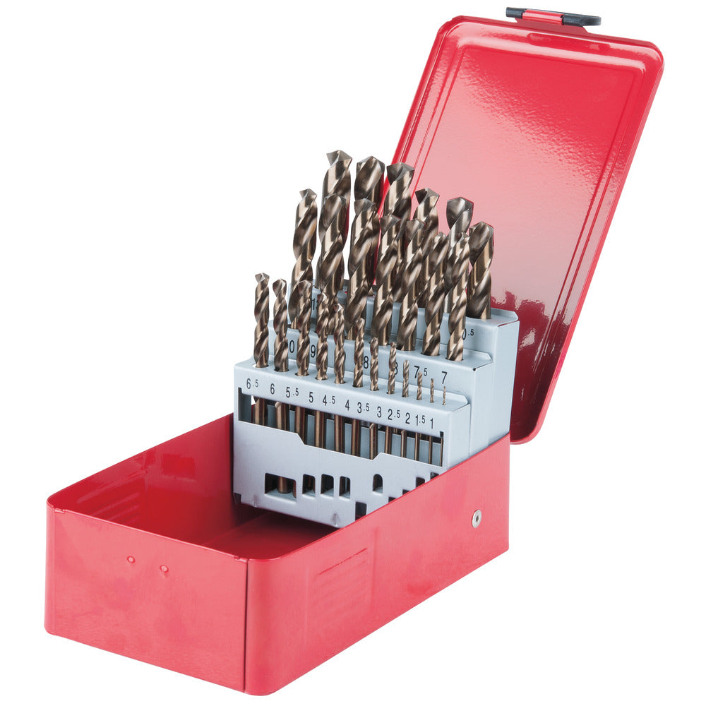 Coffret de 25 forets HSS-Co au cobalt, Ø1,0-13,0 mm