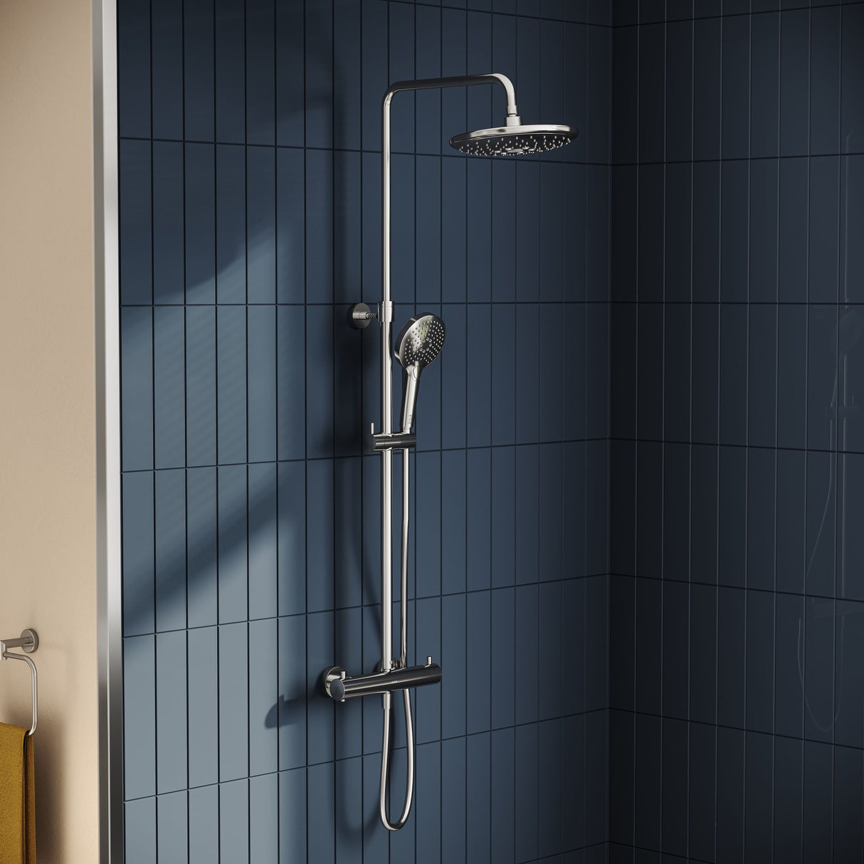 VitrA AquaHeat Bliss 240 2F colonne de douche chromé avec mitigeur thermostatique et pomme de tête pluie ronde