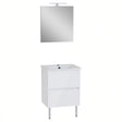 Meuble de salle de bain blanc avec miroir, marque inconnue, design moderne.