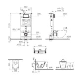 VitrA Pack WC S50 suspendu cuvette carénée et bâti-support mur porteur avec plaque