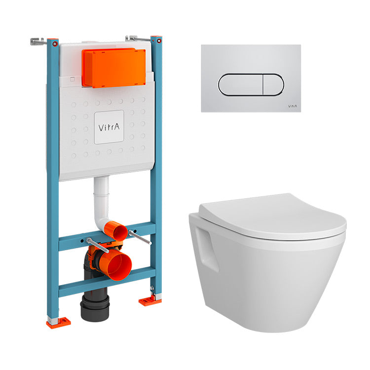 VitrA Pack WC S50 suspendu cuvette carénée et bâti-support mur porteur avec plaque