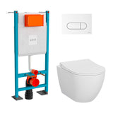 VitrA Pack WC Mia suspendu cuvette carénée fixations invisibles et bâti-support autoportant avec plaque