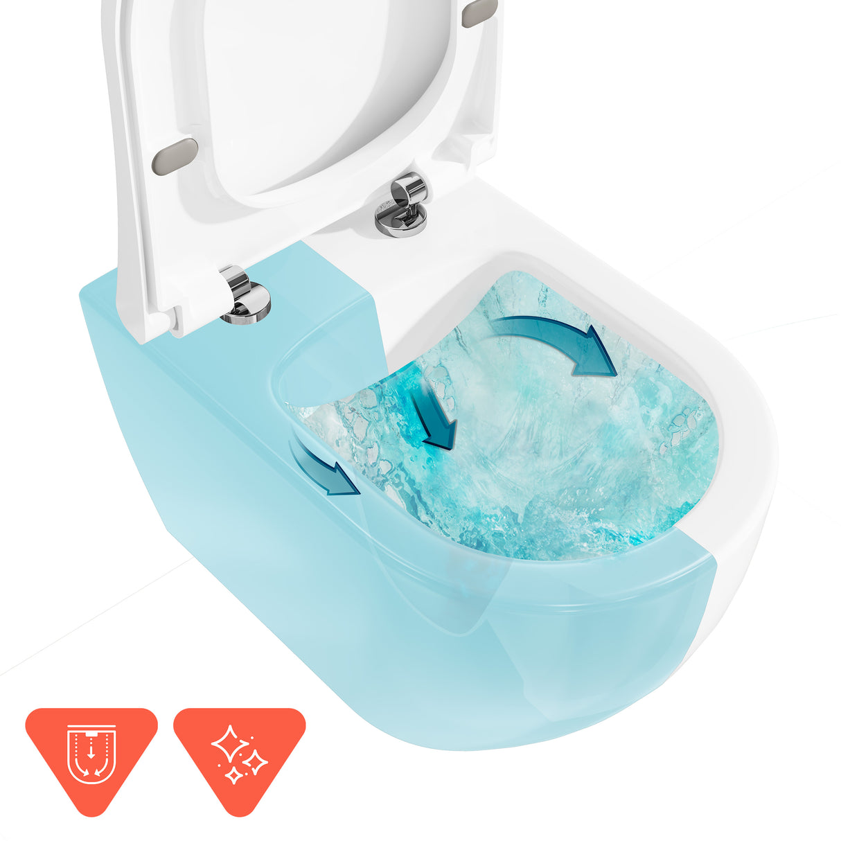 VitrA Pack WC Mia suspendu cuvette carénée fixations invisibles et bâti-support autoportant avec plaque