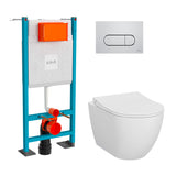 VitrA Pack WC Mia suspendu cuvette carénée fixations invisibles et bâti-support autoportant avec plaque