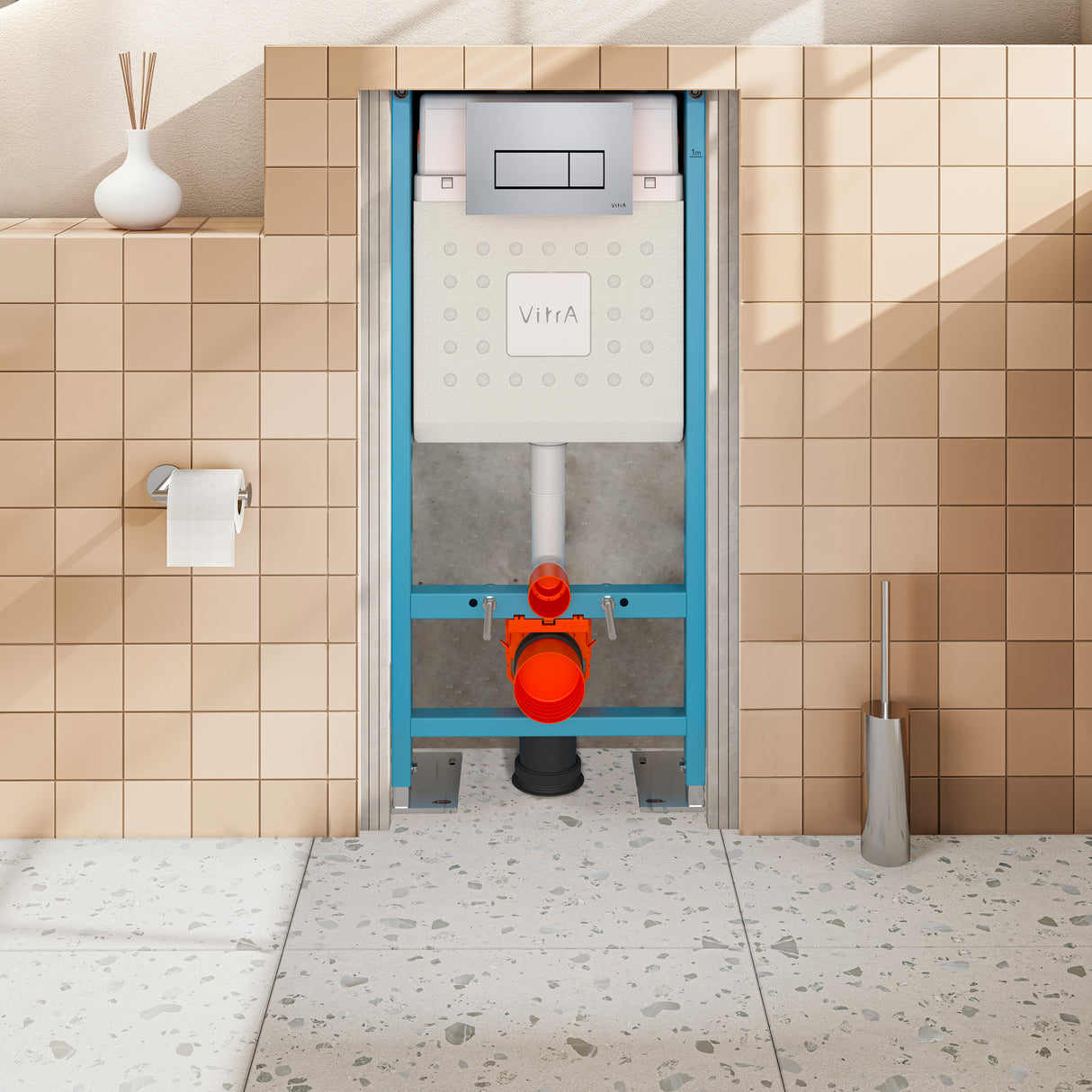 VitrA Pack WC Mia suspendu cuvette carénée fixations invisibles et bâti-support autoportant avec plaque