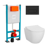 VitrA Pack WC Mia suspendu cuvette carénée fixations invisibles et bâti-support autoportant avec plaque