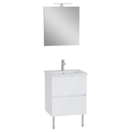 Meuble lavabo blanc Jacob Delafon avec miroir, ensemble salle de bain, couleur blanche