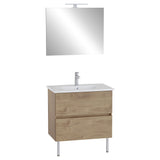 Meuble lavabo bois clair avec miroir, marque Allibert, meuble salle de bain, couleur bois naturel