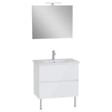 Meuble lavabo blanc Jacob Delafon avec miroir, meuble de salle de bain moderne
