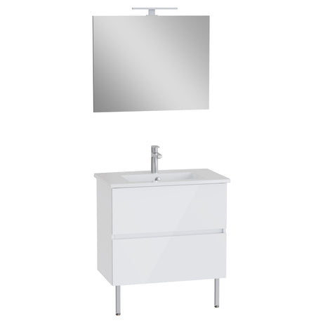Meuble lavabo blanc Jacob Delafon avec miroir, meuble de salle de bain moderne