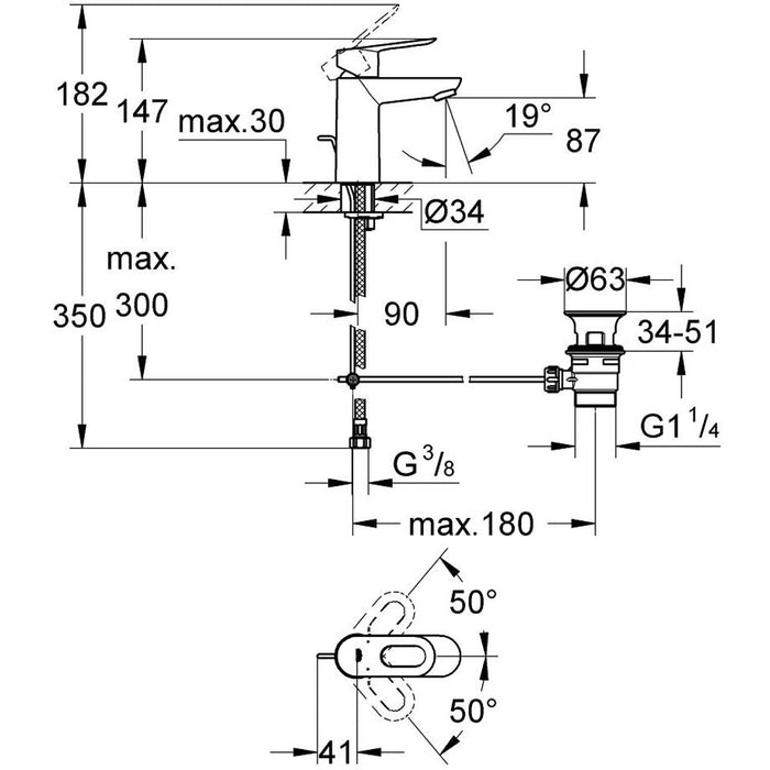 GROHE BauLoop Mitigeur monocommande Lavabo Taille S 23335000