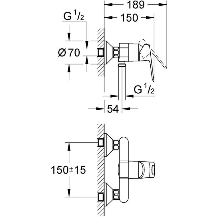 GROHE BauLoop mitigeur douche mural 23340000