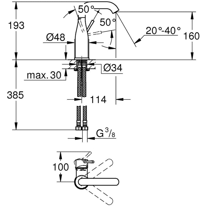 GROHE Essence Mitigeur monocommande Lavabo Taille M 23463001