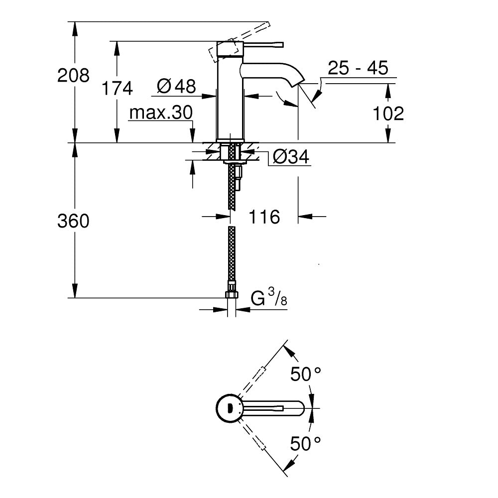 GROHE Mitigeur de lavabo taille S Essence 23590001